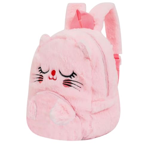 Image of Frantic Kids Soft Animal Cartoon Travelling School Bag Soft Plush Standard Backpack Boys Girls Baby For 2 To 5 Years Baby /Boys /Girls Nursery, Preschool, Picnic(Rabbit Pink Ruby Cat)