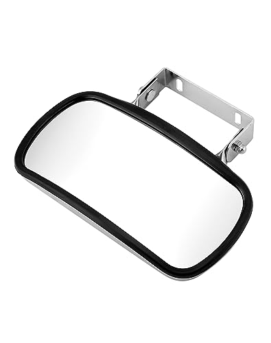 Espejo para tractor QWORK rectangular convexo de acero inoxidable con fijación en U 4