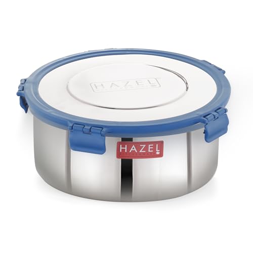 Image of HAZEL Stainless Steel Wafer & Chips Snack Storage Container, 3000 Ml, Airtight Dabba, Silver