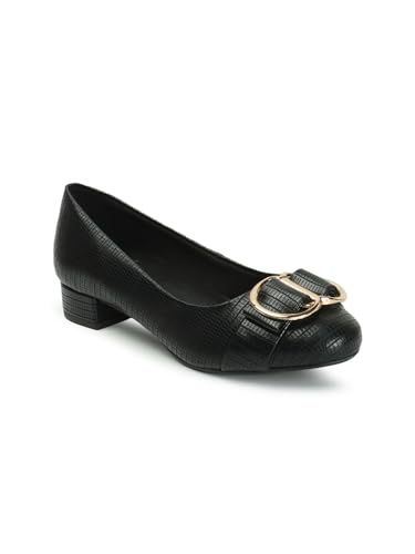 Image of Carlton London Women's Textured Round Toe Block Heel Pumps