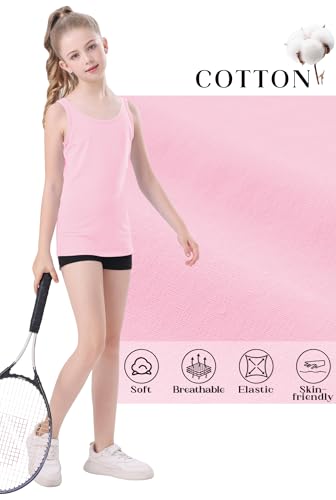 Image of QBK 2T-13Years Girls Tank Tops Cotton Dance Basic Sleeveless Undershirts | Gymnastics Ballet Dancewear