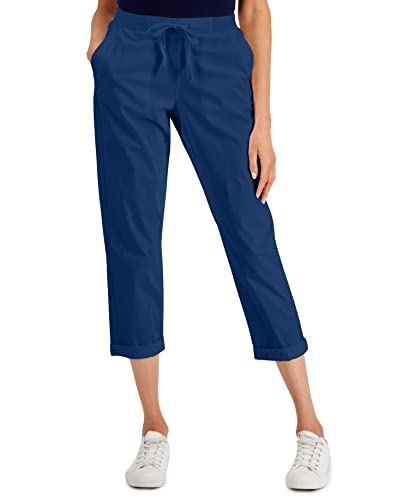 Style Womens Pull On Cuffed Pants Dark Blue Admiral S