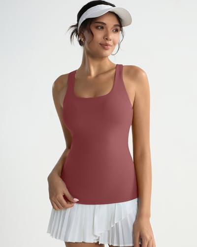 Image of RUNNING GIRL Workout Tops for Women,Racerback Tank Tops with Built in Bras,Padded Sports Bra Yoga Tank Athletic Tops