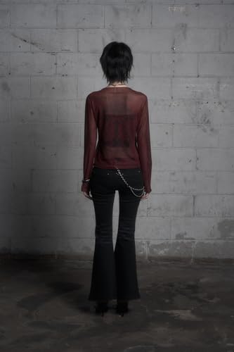 London PARFUMS Archive Big Buckle Flare Jeans, Slim Flared Denim with Distressed Cutout & Cat Wash Finish3