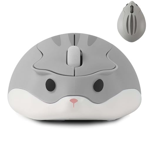 Ratón inalámbrico hámster gris, el regalo original y silencioso para niños y niñas