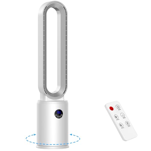YAZEKY Ventilateur Colonne Sans Pale,24 Vitesses Ventilateur Tour Silencieux,Ventilateur de Sol Oscillant à 60,Écran LED,Minuterie De 12 Heures, Ventilateur...