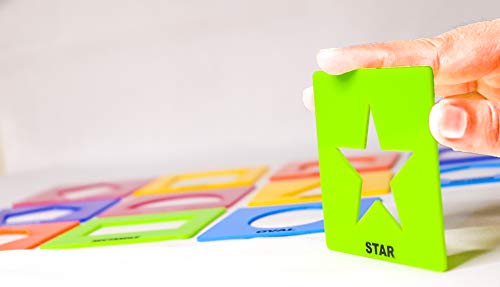 Mathworld Stencil Geometric Shape Set of 12 pcs with Names for Drawing Early Learning Resources kit Activities Toys for Kids Preschool Kindergarten-Multi Color