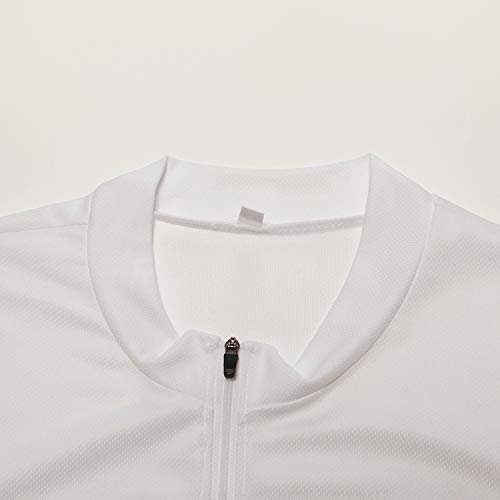 Camisa masculina de ciclismo de manga curta – Camisa de ciclismo meio zíper reflete à noite, Branco,