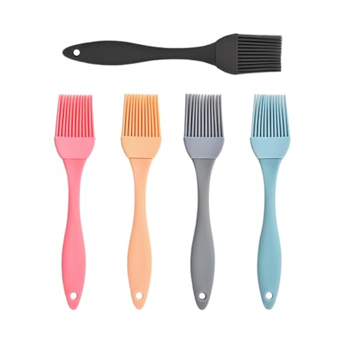 MAEXUS Brocha de silicona para hornear, 5 colores, pincel de silicona, para hornear, resistente al calor, pincel de silicona, para barbacoa, para hornear y marinadas