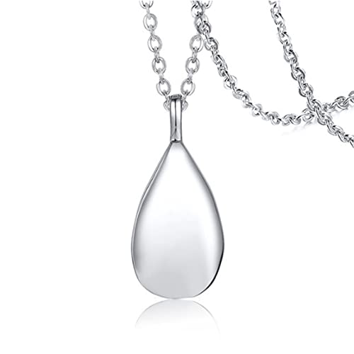 Urn Necklace For Ashes Teardrop Pendant Stainless Steel Commemorative Cremation Memorial Jewelry Water Drop Teardrop Pendant Necklace