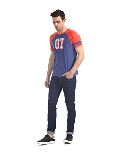 Image of Colt Men's Printed Regular fit T-Shirt (280078565 Blue-Mel XS HS x-Small)