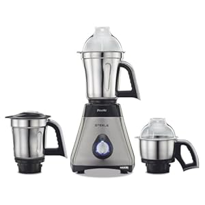 Preethi Steele 3-Jar Mixer Grinder, 550-Watt, Silver