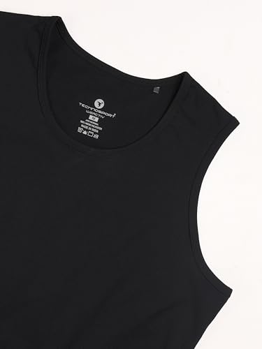 Image of TECHNOSPORT Women Solid Slim Fit Round Neck Tank Top with Cotflex for Gym, Sports and Regular Use