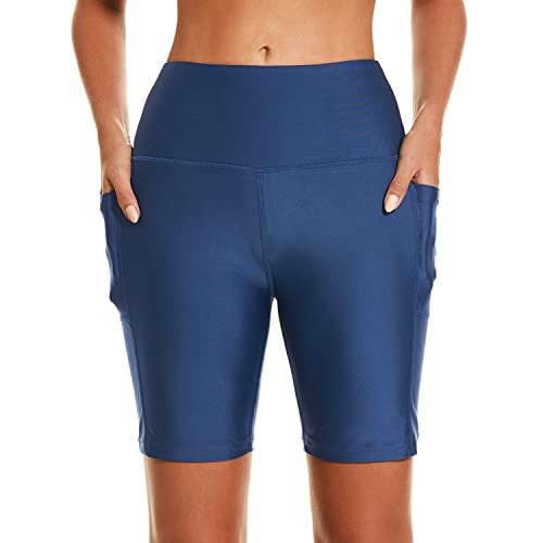 Image of HODOSPORTS Women's 3'' /5'' /7'' /9'' /12'' Swim Board Shorts UPF50+ High Waisted Quick Dry Swimsuit Bottoms with Pockets Liner
