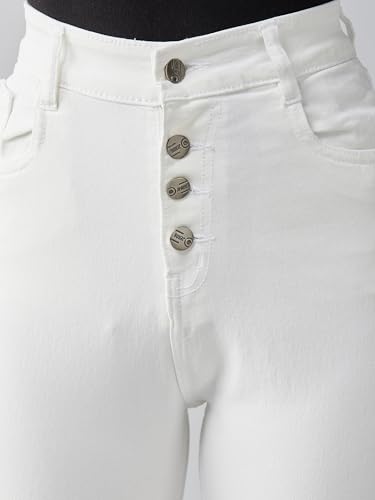 Image of Dolce Crudo Women's Skinny Fit High Rise Stretchable Regular Length Bleached Denim Jeans