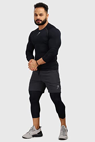 Image of FUAARK Men's Full Sleeve Compression T-Shirt - Athletic Base Layer for Fitness, Cycling, Training, Workout, Tactical Sports Wear