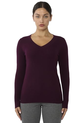Image of JENNIE LIU Women's 100% Pure Cashmere Long Sleeve Ava V Neck Pullover Sweater