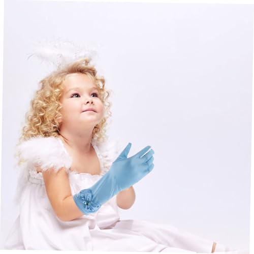 VANZACK 1 Pair Girl Bowknot Satin Gloves for Elegant Dress Up Accessories for Halloween Party Cosplay Comfortable Long Fingered Design for Little Princesses4