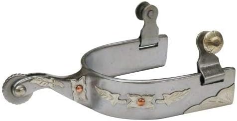Showman Stainless Steel Spurs w/Leaf Design Overlays
