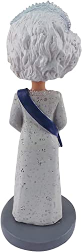 Queen Elizabeth Ii Bobblehead Queen Elizabeth Platinum Jubilee Souvenirs Hand-Crafted Princess Elizabeth Resin Statue Bobblehead Figures With Royal Blue Riband Crown And Ivory Gown (Gray) #TOP1