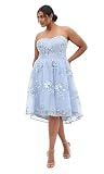 City Chic Women's Plus Size Dress - Ambrosia Strapless Tulle, 16 Soft Blue