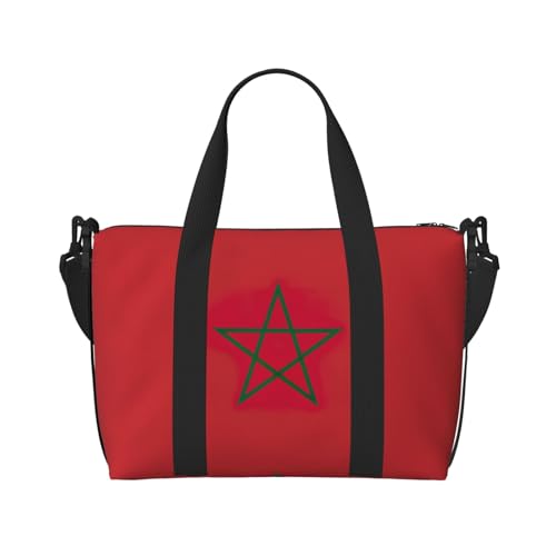 Flag of Morocco print Gym Bag for Women,Carry on Weekender Overnight Duffle Bag,Personal Item Tote Bag2
