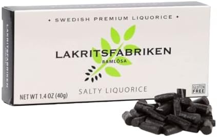 Lakritsfabriken Ramlosa Swedish Premium Salty Liquorice Candy - Salty Licorice - Juicy, Gluten Free, Chewy & Vegan - Soft Black Licorice - Licorice Candy from Around the World - European Candy - 1.4 oz (1 Pack)