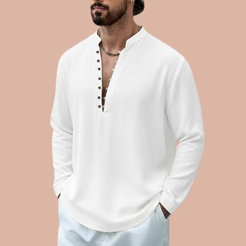 Image of DEELMO Men Stylish Cotton Blend Kurta with Button Detailing for Festive and Casual Wear | Comfortable Soft Fabric Kurta with Modern Mandarin Collar Traditional Outfit