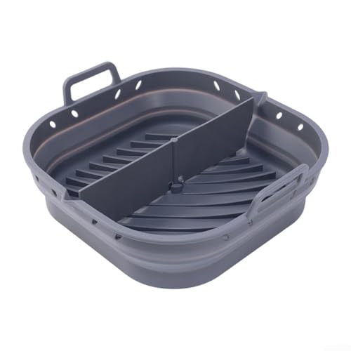 Alfombrillas cuadradas de silicona para freidora de aire, 8 pulgadas, plegable, reutilizable, resistente al calor, bandeja para hornear con divisor, accesorios para freidora de aire para horno
