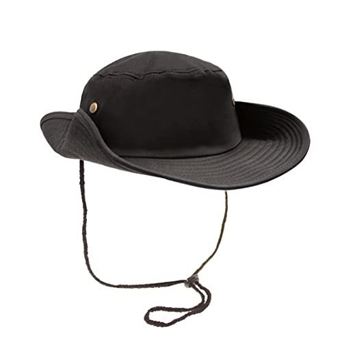 Men Women Bucket Hat Cap Foldable Snapback Outdoor (Soft Black with Windproof Rope, 61cm(L XL)) (Black, 61cm for Large)