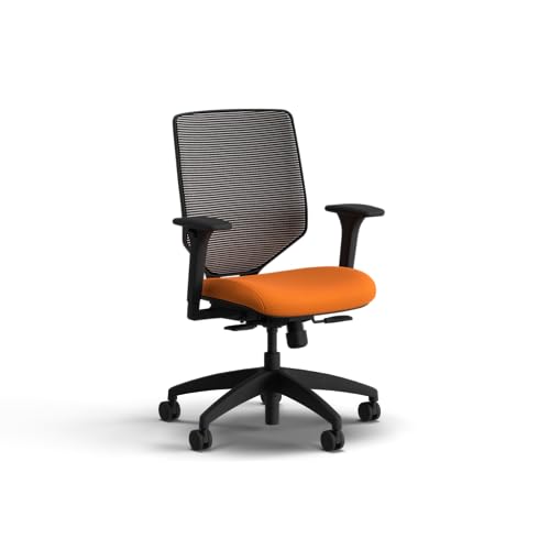 Image of HON Solve Office Chair, Ergonomic Office Chair Mesh Back Support, Adjustable Lumbar Support, Height Adjustable Arms, Black Frame, Apricot