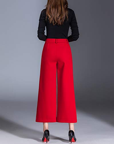 Chowsir Women Casual High Waist Wide Leg Crop Pants with Pockets3