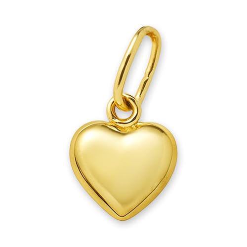 CLEVER SCHMUCK Herz Anhänger Gold 6 mm schlicht und beidseitig gewölbt poliert 925 Silber vergoldet im Etui creme