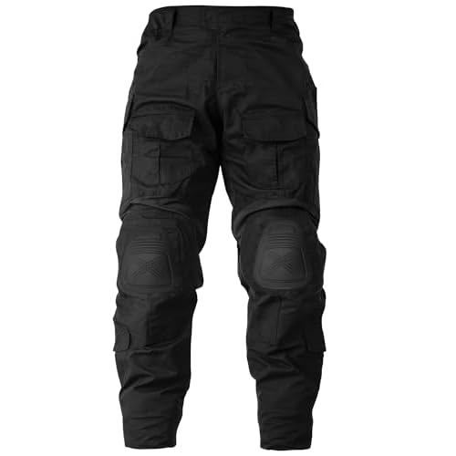 Men’s Tactical Pants with Knee Pads Waterproof G3 Combat Pants Camo Cargo Pants with 10 Pockets No Belt