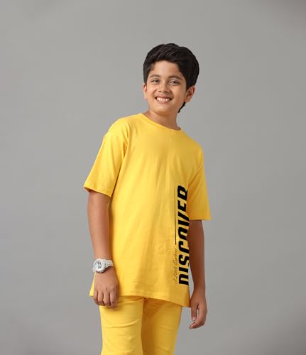 Image of KYDA KIDS Boys 100% Pure Combed Cotton Co-ord Clothing Set Premium Printed T-Shirt & Shorts | Relaxed Fit Summer Outfit for Kids