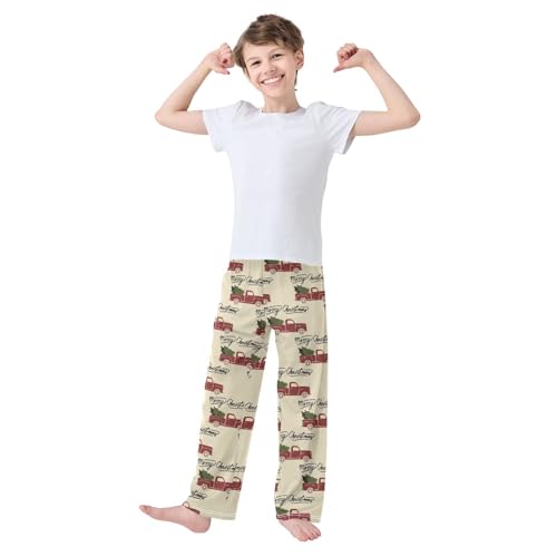 Red Christmas Retro Truck Boys Pants for Kids Jogger Pants with Pockets S-XL2