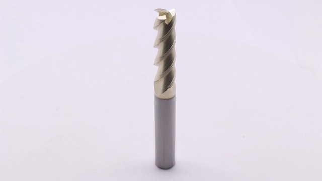 Image of 3 /8 inch 3 Flute Solid Carbide Long End Mill, 3-1 /2 inch Overall Length, ZrN Coated | 45 Helix, 3 /8 inch Cutting Dia, 3 /8 inch Shank Dia, 1-1 /2 inch Length of Cut, for Milling Aluminum and Copper, Square End