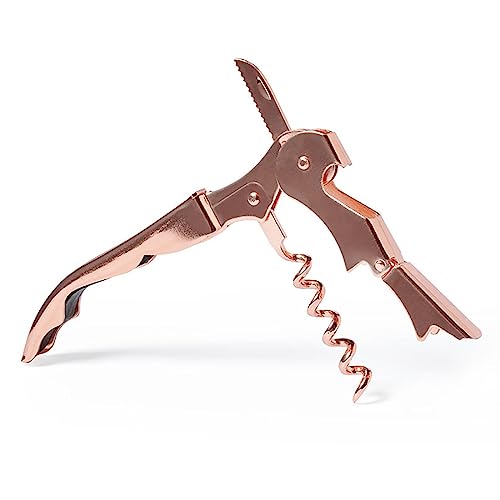 TIENDA EURASIA - Sacacorchos Abridor, Color Cobre, 2 Tiempos, 12x2,1x1,3 cm, Abridor de Vino, Cuchilla Cortacapsulas Integrada, Acero Inoxidable, Sacacorchos de Palanca, Vino, Abrebotellas