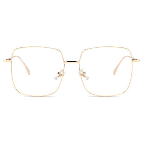 Dollger Blue Light Blocking Glasses for women Filter Blue Light Glasses Retro Metal square Frame Eyeglasses GOLD Cover