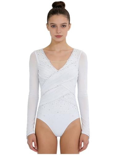 Justaucorps de patinage artistique femme extensible avec decoupe en V