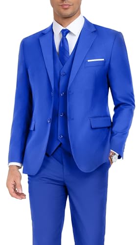 Men's Suit Slim Fit 3 Piece Wedding Dress Tux Suit Set Two Buttons Business Suits Blazer Jacket Vest Pants with Tie