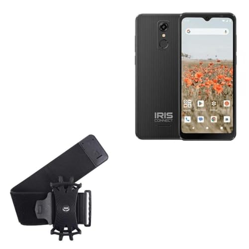 BoxWave Holster Compatible with Iris Connect 89278724 - ActiveStretch Sport Armband, Adjustable Armband for Workout and Running - Jet Black