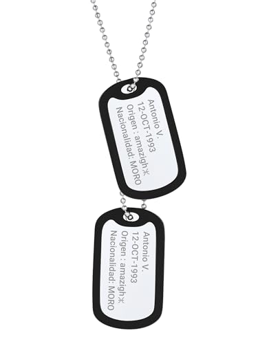 PROSTEEL Dos Colgantes Placas Identificacion Hombre Acero,Chapas Militares Personalizadas Estilo Ejercito