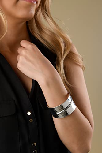 Charlie Paige Cuff Bracelet For Women | Nefriti Open Cuff Bracelet Bangle | Silver Finish #TOP3