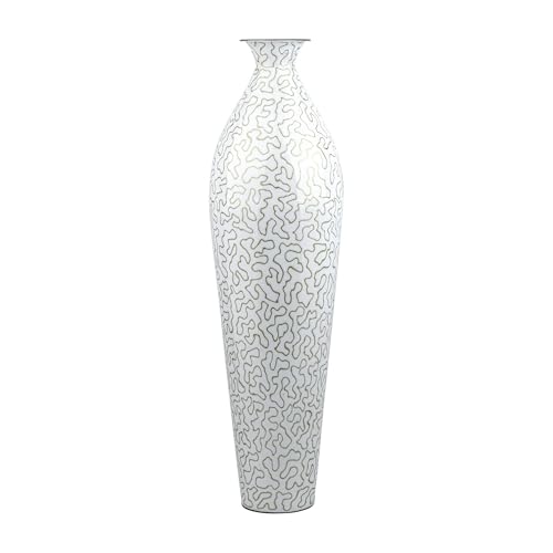 Image of 24 inches Metal Cylindrical Flower Vase for Home Decor Office Living Room Corner Decoration, White