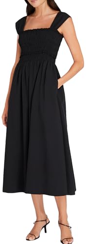 Club Monaco Women's Cotton Smocked Bodice Maxi Dress4