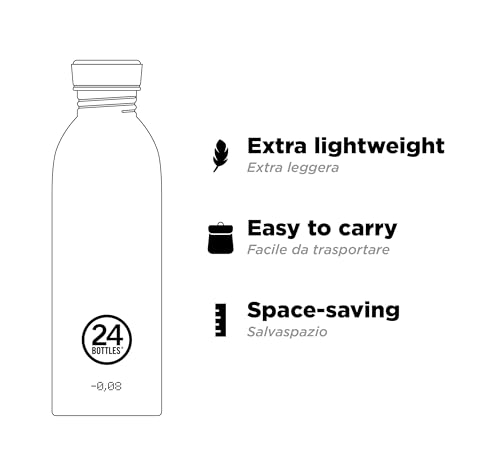 24Bottles Urban Bottle - Water Bottle 34oz/17oz/8oz, 100% Leak Proof Lid, Ultralight Water Bottles, Made of Stainless Steel, Italian Design