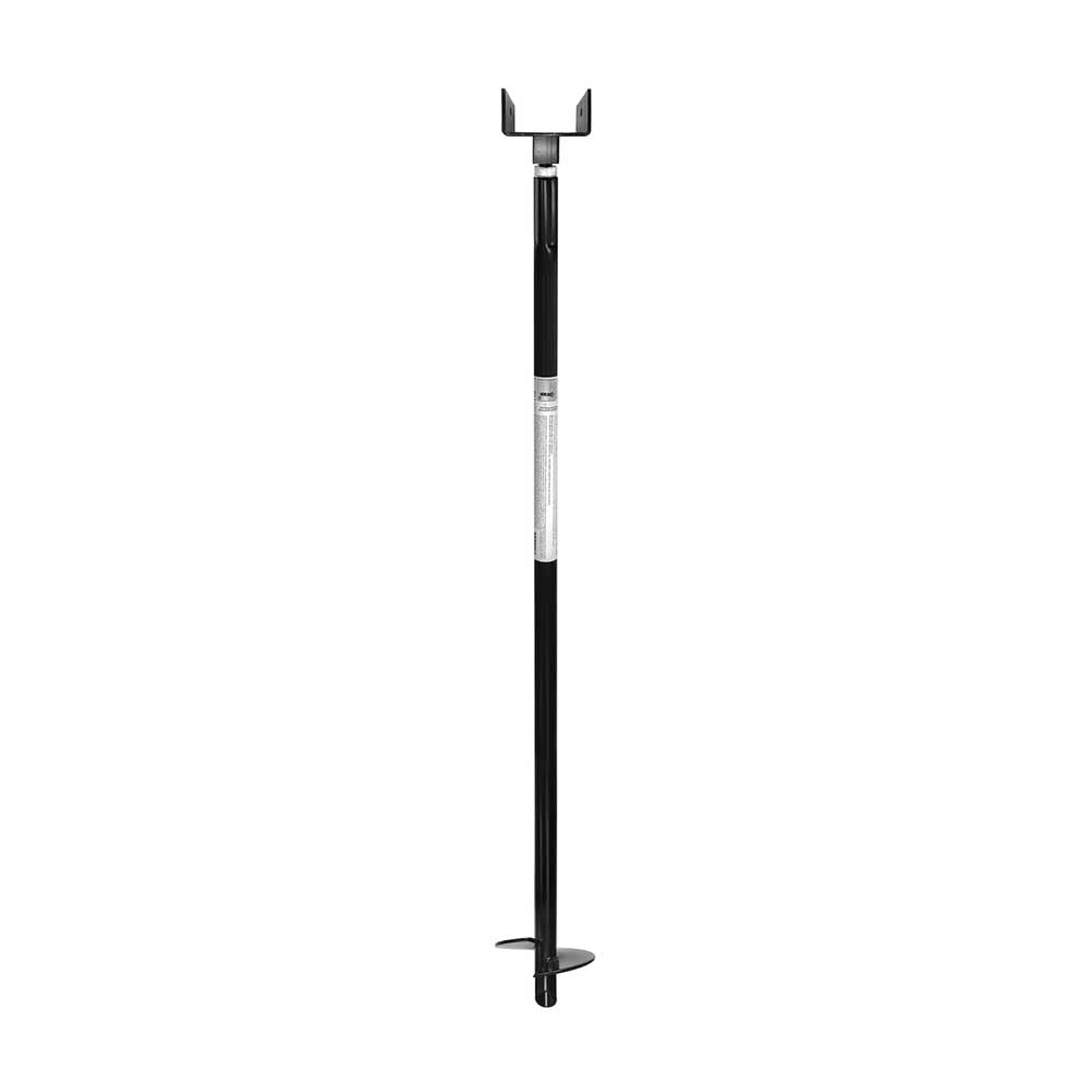 Pylex Adjustable Helical Post 50” Long No Dig Ground Anchor, 4”x4” Post for Patio, Shed or Deck, No Concrete - Black Steel