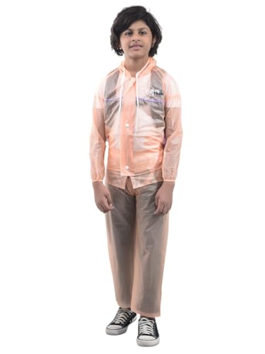 Image of Dollar Kids Waterproof PVC Raincoat Jacket & Pant Set | Zipper & Button Closure | Adjustable Hood & Pocket | Lightweight Full Body Rainwear Suit for Boys & Girls