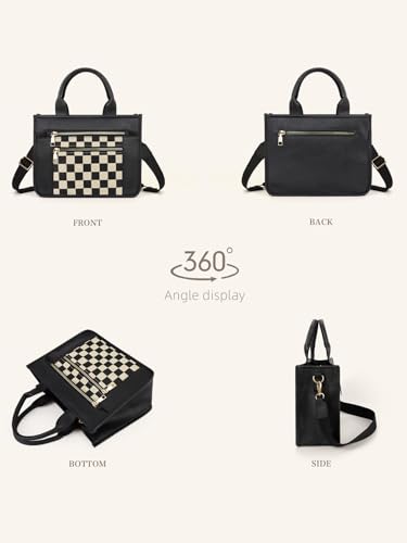 Checkered Tote Bag for Women - Plaid Handbag Checkerboard Crossbody Shoulder Bag Trendy Checkered Work Tote Purse3